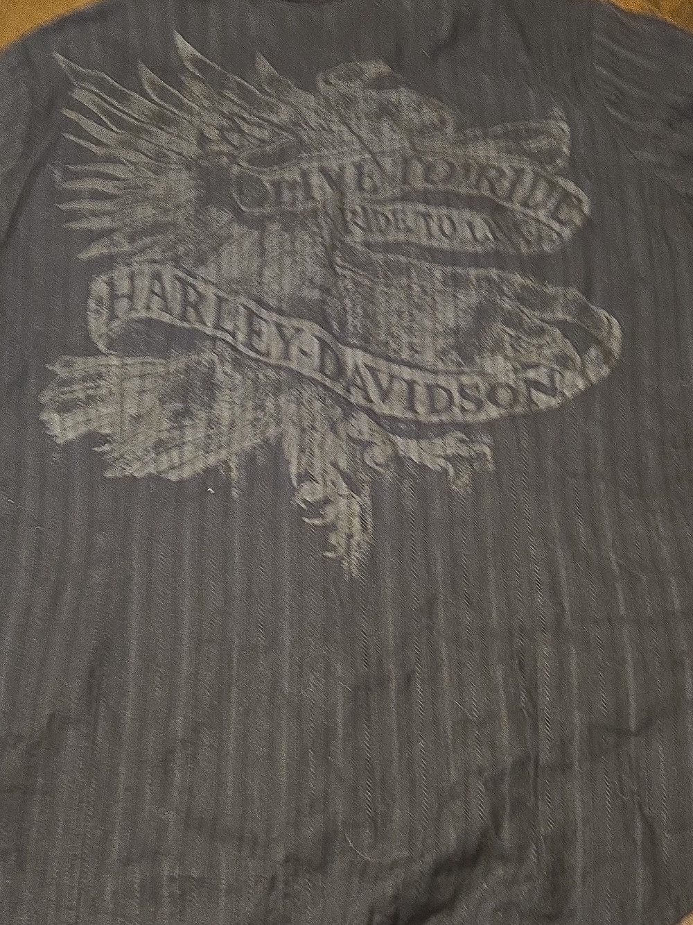 Womens Harley-Davidson Gray Eagle Print Button Up Shirt Size 1w - Picture 3 of 8